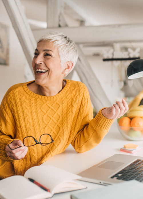 Woman over 50, after wellness coaching session