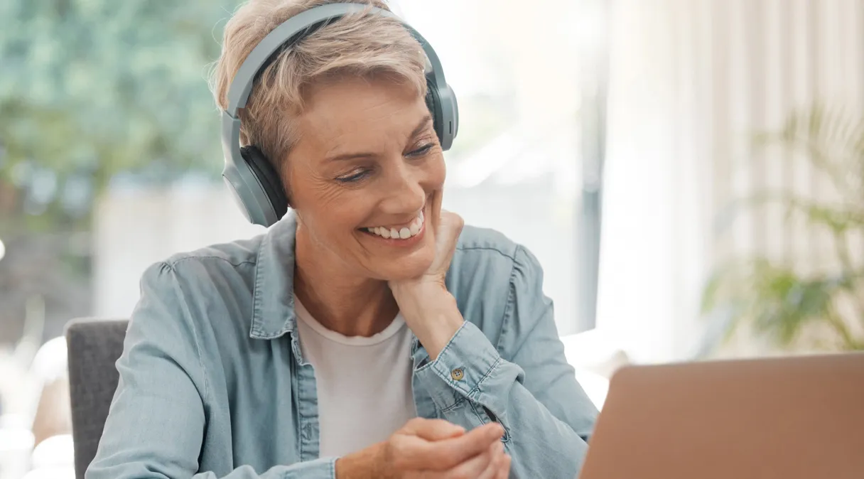 Senior woman over 50, on Health and Wellness 1:! Coaching Call