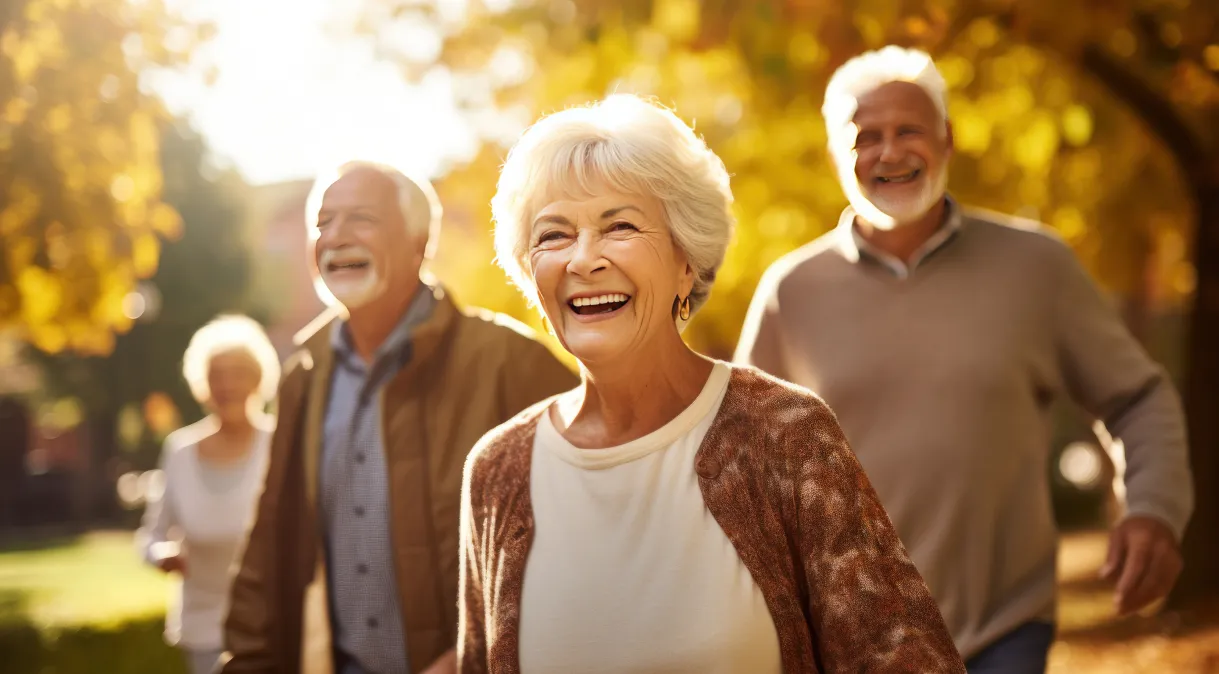 Happy healthy seniors, enjoying vitality and wellness in later life